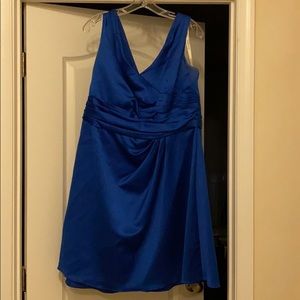 Blue, short bridesmaid dress